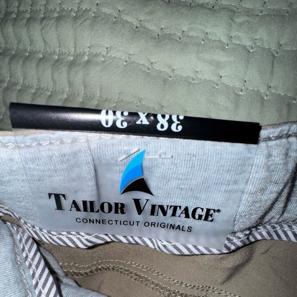 Tailor Vintage Canaan Conn orig Perfo. Tech Pants Size 38x30 Mushroom. NWT - Picture 9 of 9
